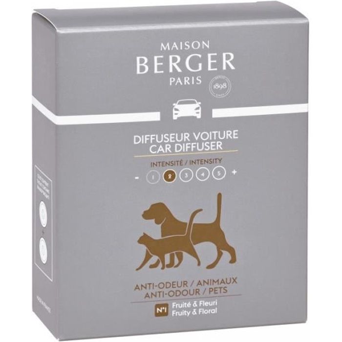 Maison Berger - 6416 Recharges Diffuseur voiture Anti-Odeur d'animaux Gris