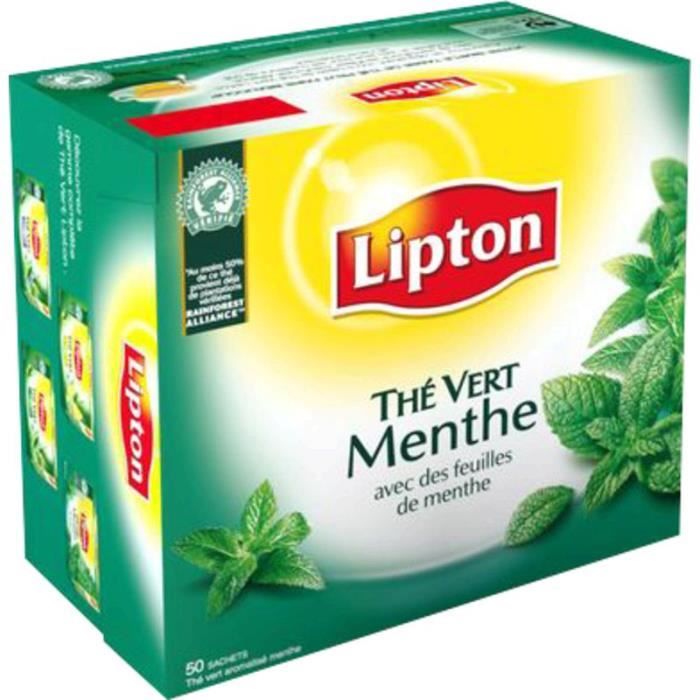 LIPTON Thé vert - Menthe - 50 sachets 80g