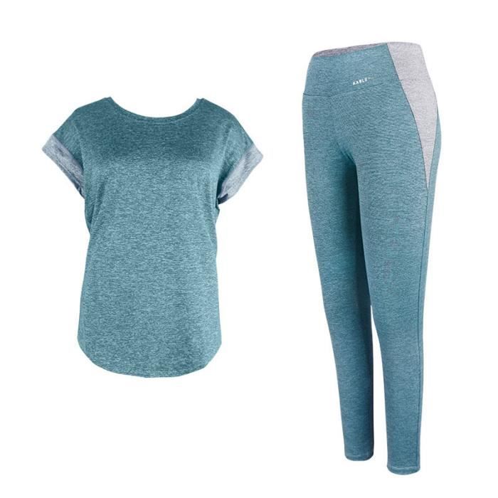 Ensemble de Vetements de Sport Femme 2 Piece T-shirt Court+Pantalon