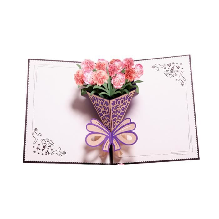1PC cartes de voeux de fête des mères de de Bouquet d'œillets 3D pour mère maman maison PENDENTIF VENDU SEUL