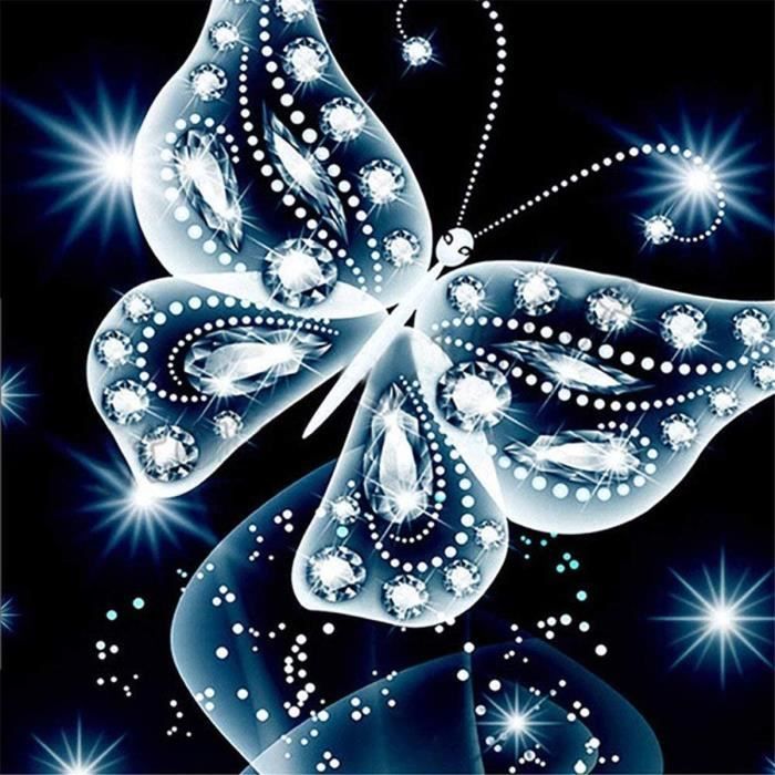 Kit de peinture en diamant 5D,broderie diamant kit,Point de croix diamant Broderie diamantPapillon bleu 30X30cm@Z4613
