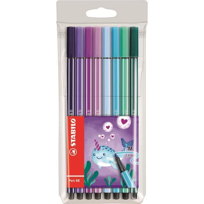 STABILO 8 feutres de dessin Pen 68 Living colors - Décor Narval