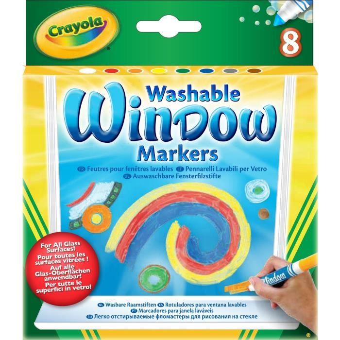 Crayola - 8 Feutres lavables pour fenêtre -
