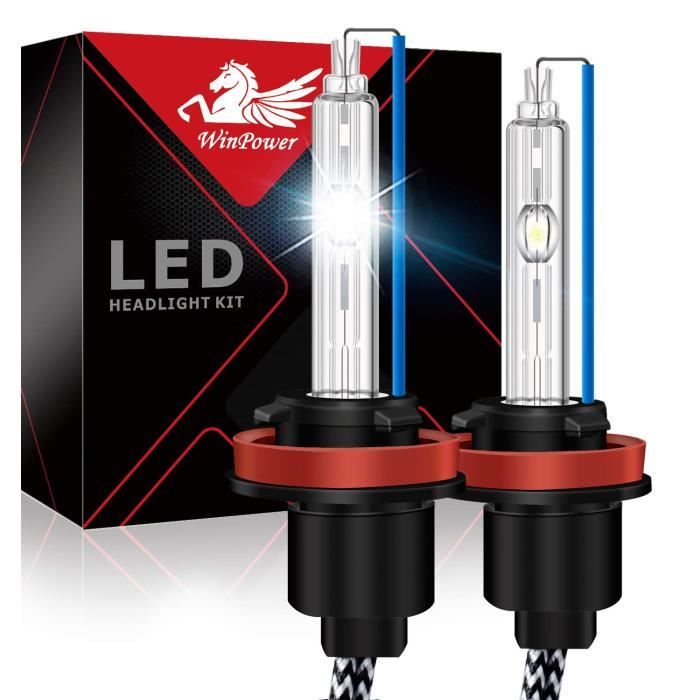 Win Power 55W H11/H9/H8 Ampoules phares HID au xénon Lampe de lumière 8000K Blanc Froid IP68 Lot de 2pcs