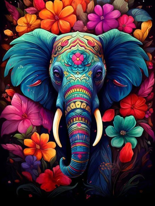 Kits De Peinture Diamant 5D Pour Adultes, Éléphant Dans La Jungle, N