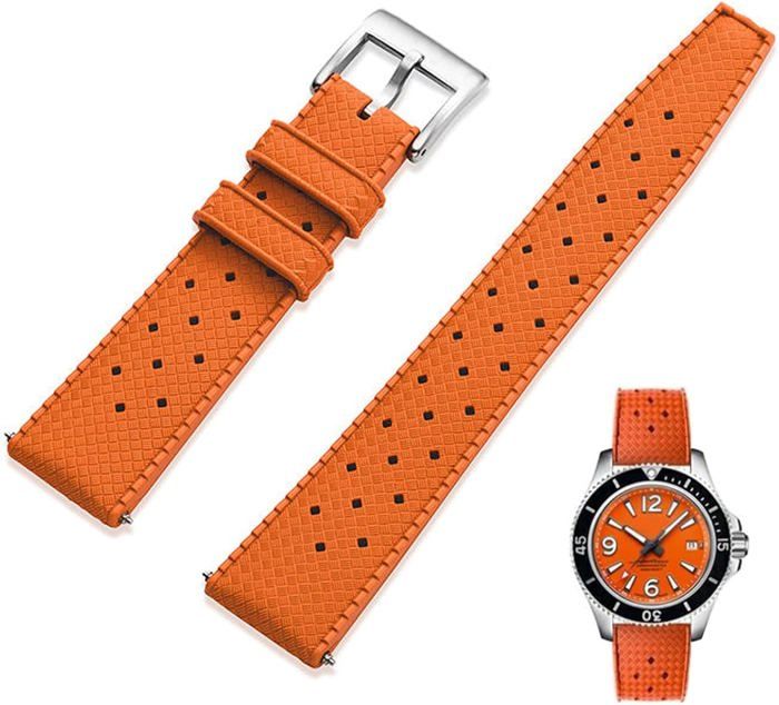 Bracelet Caoutchouc FKM Fluo 20mm/22mm – Attache Rapide – Boucle Acier Inoxydable – Divers Coloris