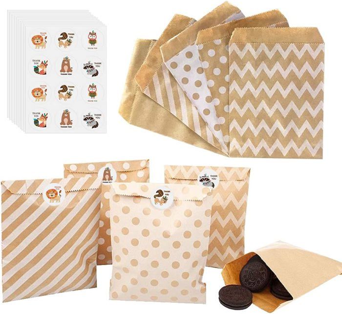 48 Pièces Sacs Anniire Enfant, Sachet Bonbons Anniire, Sac Papier Cadeau Avec 48 Autocollants