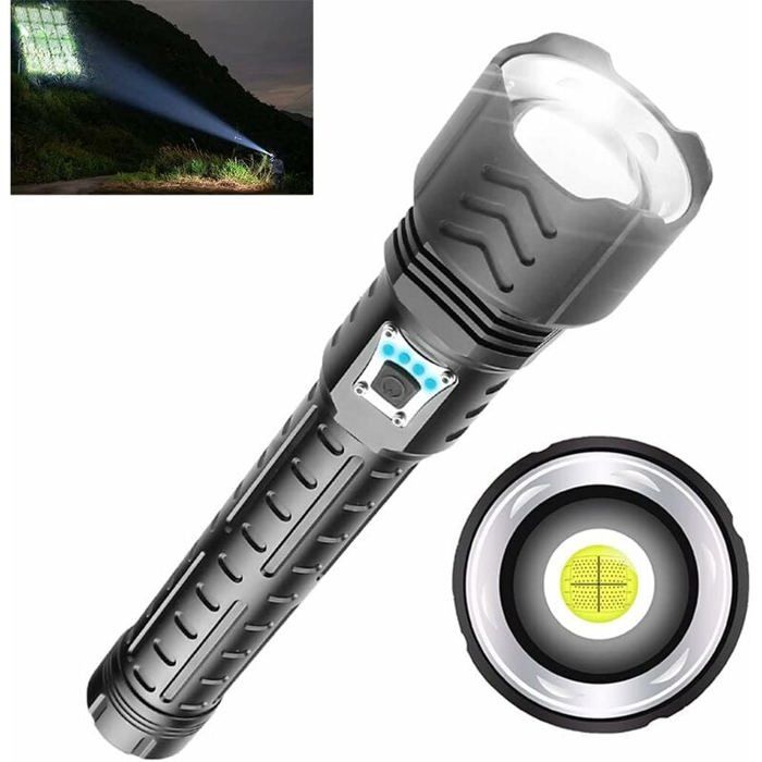 Lampe Torche Super Lumineuse – Portée 500-10000 M, Alliage Aluminium, étanche, Pour Chasse Et Camping