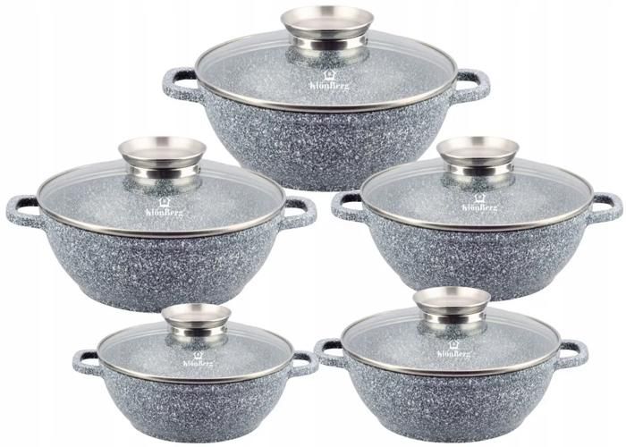 KlönBerg Set de 10 ustensiles de cuisine 1 7/2/2 6/3 3/3 9L revêtement anti-adhésif KB3954