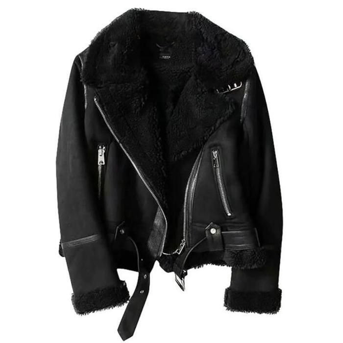 Manteau Cuir Fourrure Manteau Femme Daim Fourrure Veste Femme