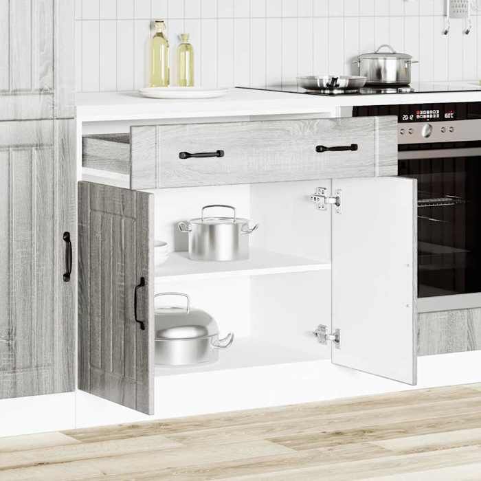 SALE 2025Commode bahut cuisine - Armoire de cuisine Lucca - Sonoma gris - bois ingénierie 29 25 Kg 4587