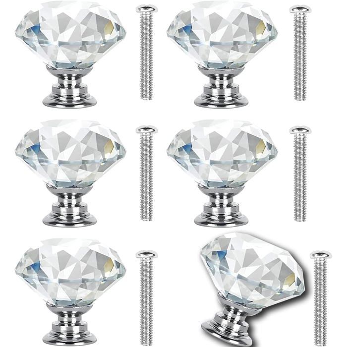 Poignet Armoire Cristal Diamant En Verre Cristal Clair Bouton De Meuble Bouton De Porte De Placard Boutons De Meubles En Verre