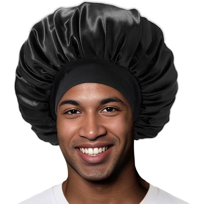 Bonnet De Nuit En Soie Pour Homme - Chapeau Satin Double Couche Réglable Protection Cheveux