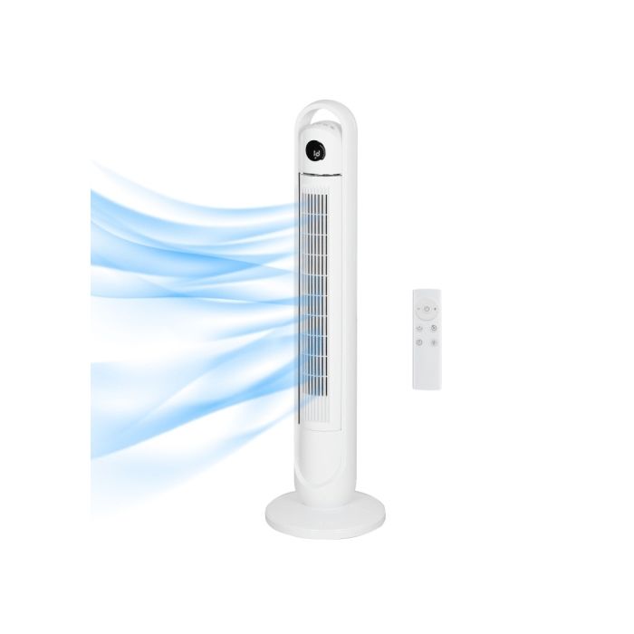HOMCOM ventilateur sur pied avec 3 vitesses de ventilation 55 W avec minuterie 24 h écran LCD oscillation 70 °blanc - Sogeshome