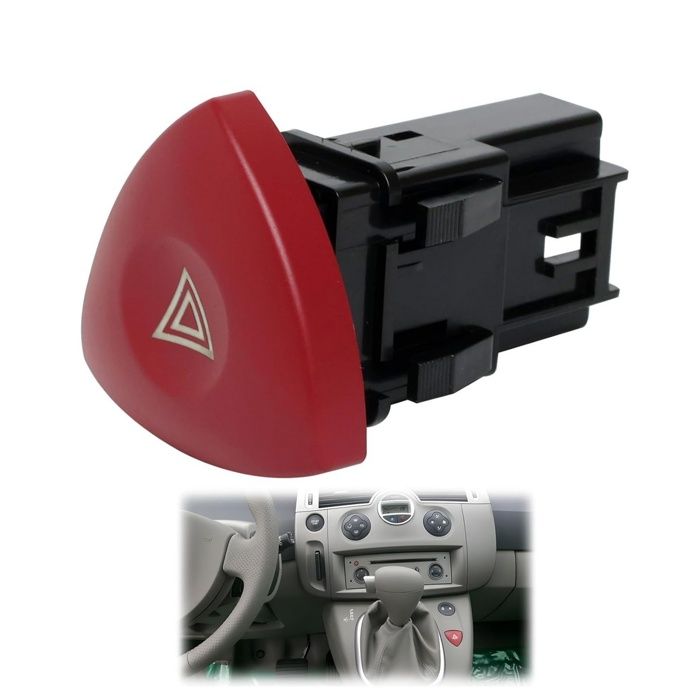 Bouton Warning Trafic Interrupteur Feux De Détresse Rouge 4 Broches - Compatible Renault Laguna, Trafic, Vivaro - 8200442724