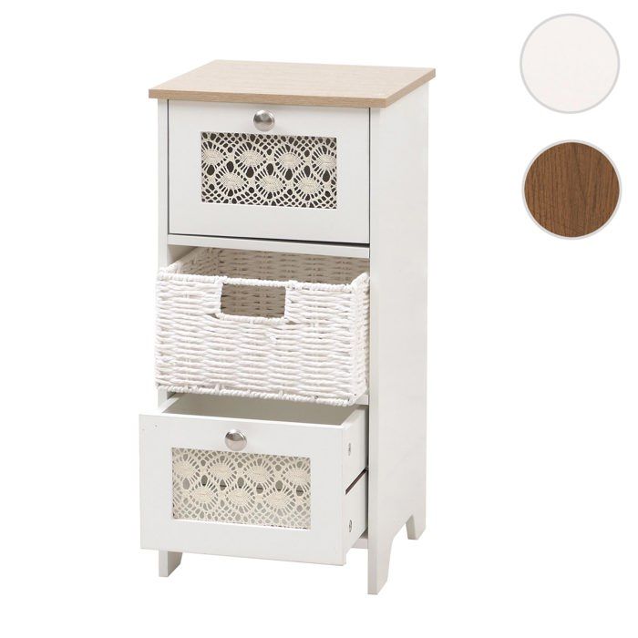 Commode HWC-O75 Bois mélaminé 63x30x30cm naturel-blanc
