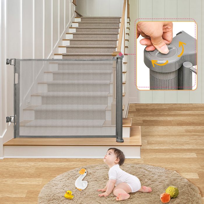 Meilleurs prix pour Barrière de sécurité pour enfants et animaux domestiques - Utilisation dune seule main extensible - 86 x 180 cm - gris.