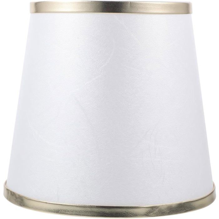 Abat-jour tissu conique blanc bague dorée pour lampe suspendue chevet