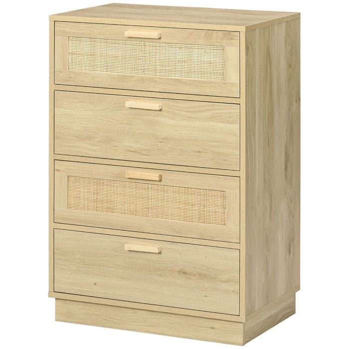 Commode En Raton Design Commode design bohème en rotin avec 4 tiroirs, meuble de rangement pour ...