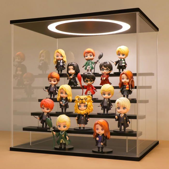 Vitrine acrylique transparente avec lumière LED, boîte d'affichage de figurines anti-poussière pour jouets, modèle de voiture, stockage et affichage de souvenirs  15