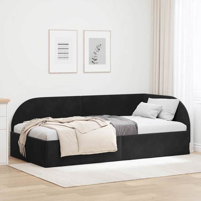 vidaXL Cadre de lit dangle Noir 90 cm x 190 cm Velours 42016641