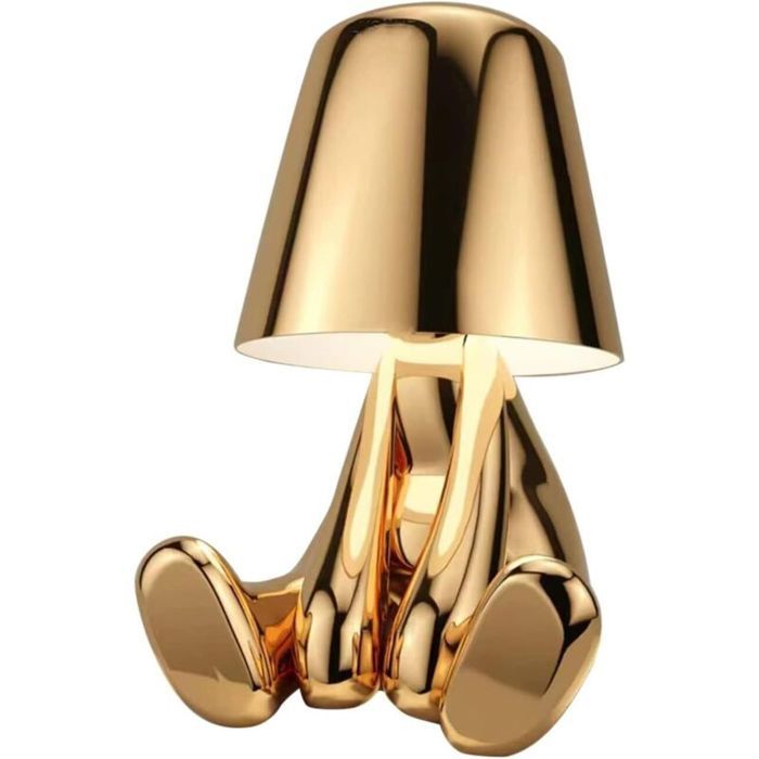 Lampe de chevet tactile - MICH - Ornements dorés - Intensité variable - Éclairage tricolore - Protection des yeux