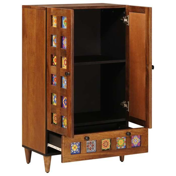 Soldes FlottantsHaut Armoire - SHIELD - grand stockage - Buffet de salon - Noyer 60x33 5x100cm Bois de mangue massif 346819