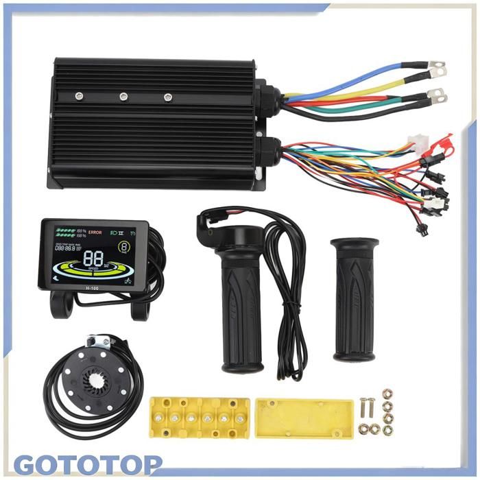 Kit de contrôleur de vélo électrique contrôleur de moteur sans balais 80A poignée daccélérateur 20X écran couleur panneau LCD