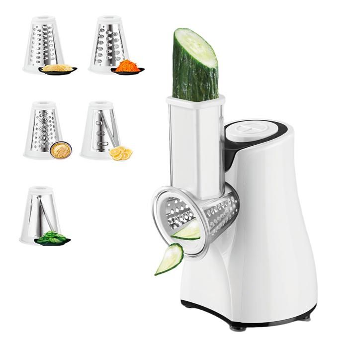 Râpe à légumes électrique 800 W large rainure facile à nettoyer robot culinaire pour la cuisine - Acier inoxydable