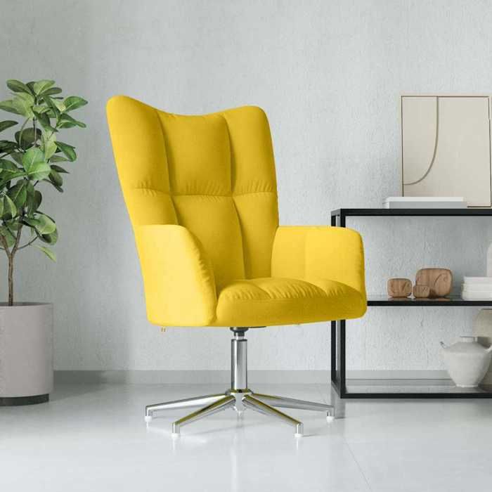 Jaune Fauteuil simple Magnifique Chaise de canapé Jaune moutarde Velours 62x68x91cm CL3081733