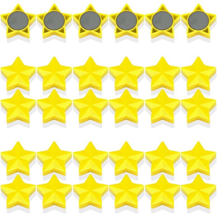 30 Aimants Frigo Puissants en Étoile Jaune - pour Tableau Magnétique Décoratif