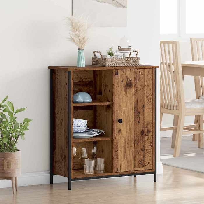 {Marron}Buffet bahut - Moderne-design - bois dingénierie - bois ancien - 1 porte - 70x30x80 cm 96brl67o