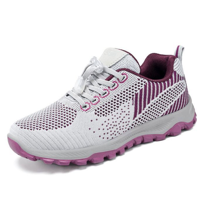Chaussures sport Femme Semelle souple Respirant Légères Enfilage facile Gris Violet