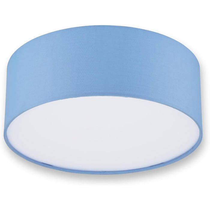Plafonnier-Plafonnier Pour Chambre À Coucher Salon Et Cuisine Rond 30 Cm Avec Abat-Jour En Tissu Au Look Vintage Bleu Clair[AT176]