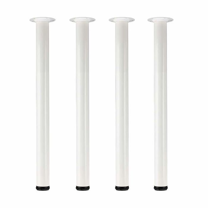 Lot de 4 pieds de meuble réglables en métal blanc 70 cm - pour bureau table et mobilier piètement robuste hauteur ajustable