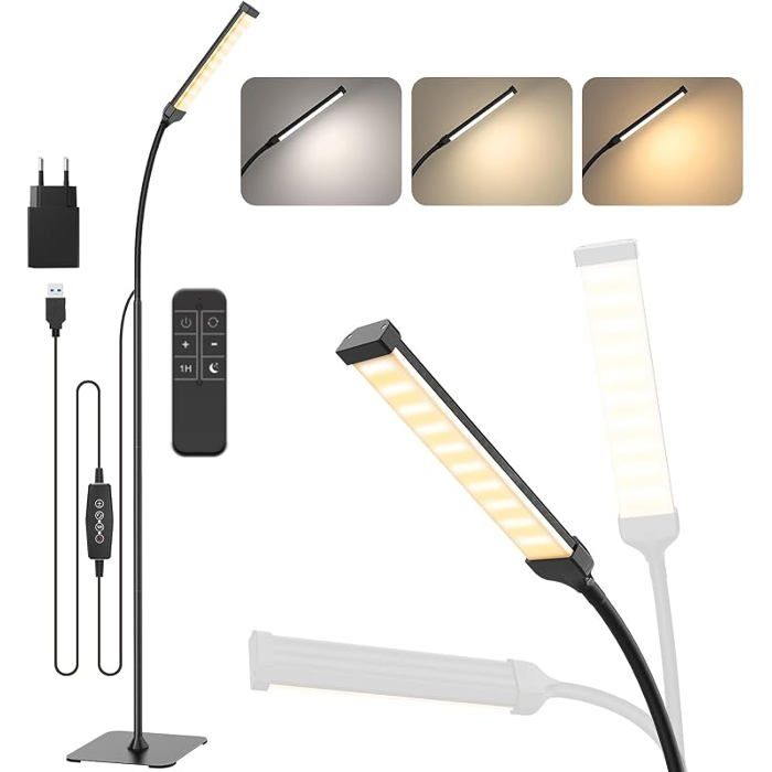 Lampadaire avec Télécommande120 LED 10W3 Couleurs et 10 LuminositésLampadaire Flexible Col de Modèle Télécommande