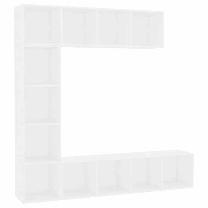 NEW Meuble stockage - vidaxL - Ensemble de bibliothèque/meuble TV 3 pcs Blanc 180 x 30 x 180 cm - Étagère de couloir 71602