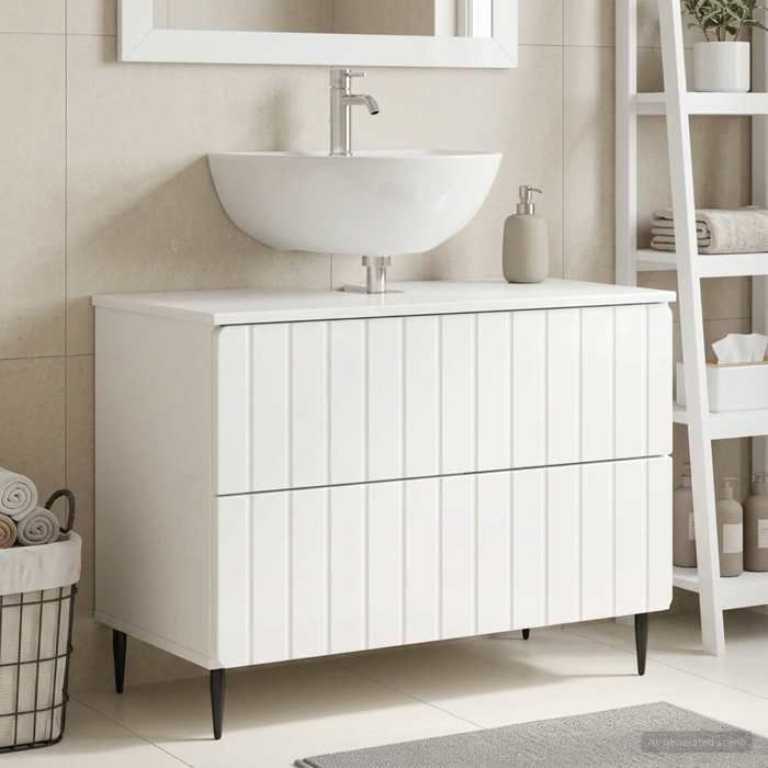 ELORAN®Meuble sous Lavabo de Salle de Bain - ZWOLLE - Blanc brillant - Cabinet de salle de bain Moderne_00746807