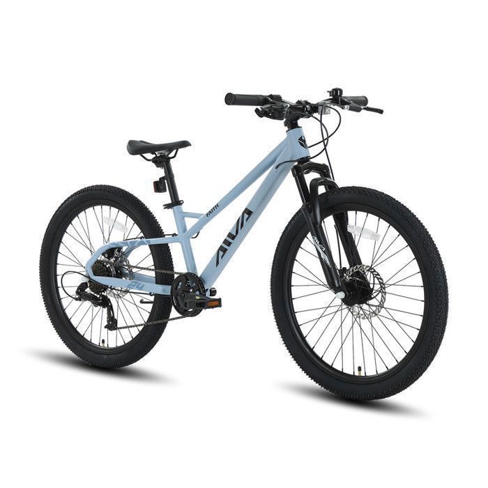 AIVA Vélo VTT 24 haut de gamme pour filles- garçons-hommes et femmes avec dérailleur 7 vitesses-Cadre en aluminium-Bleu clair
