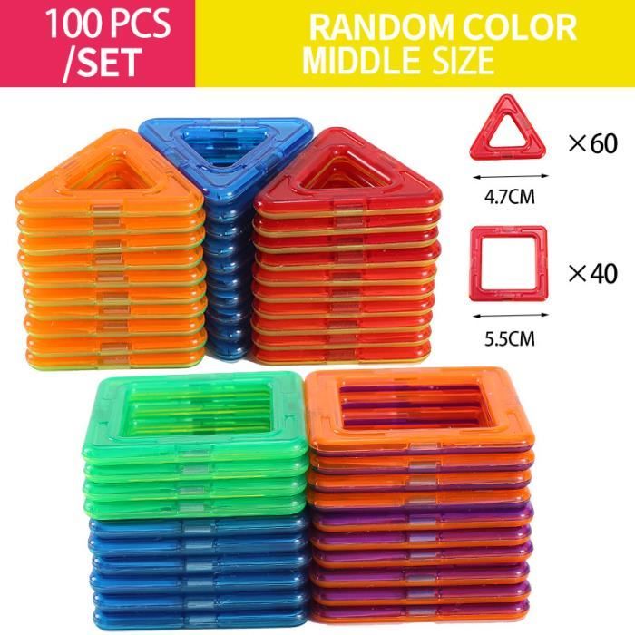 100 Pièces Blocs de Construction Magnétiques Enfants, Jouet Montessori
