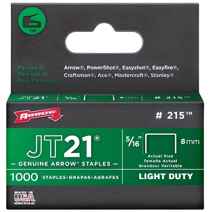 ARROW Boîte de 1000 agrafes JT21 - 8 mm