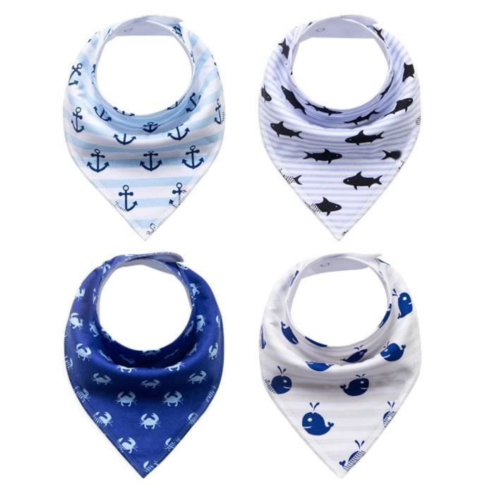 Lot De 4 Bandana Bebe Coton Fashion Doublure Fermoirs Bouton Pression Reglable Bavette Fashion Bebe Foulard Unisex Cdiscount Puericulture Eveil Bebe