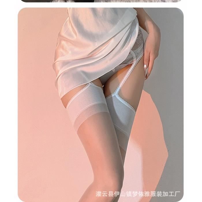 Blanc - XXL - Porte-jarretelles en dentelle taille haute pour femme