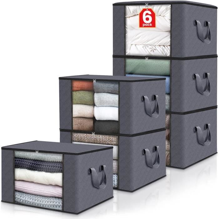 Lot de 6 Sac de Rangement Vetement 90L Grand Boite Rangement Caisse Rangement Cartons Demenagement Pliable Housse Rangement Cdiscount Maison