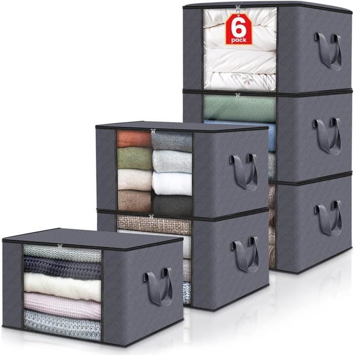 Lot de 5 Sac de Rangement Vetement 90L, Boite Rangement Vetement pour  Couette en épais Non-tissé, Pliables Couette literie couvertures Oreillers  Jouets Vestes organisateurs 60 x 40 x 35 cm