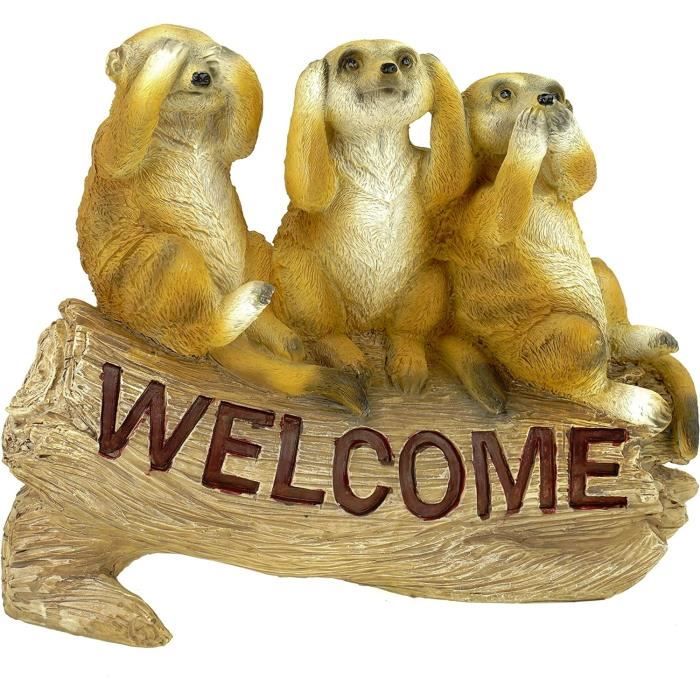 Statue De Jardin En Pierre Avec Inscription « Welcome » - Décoration