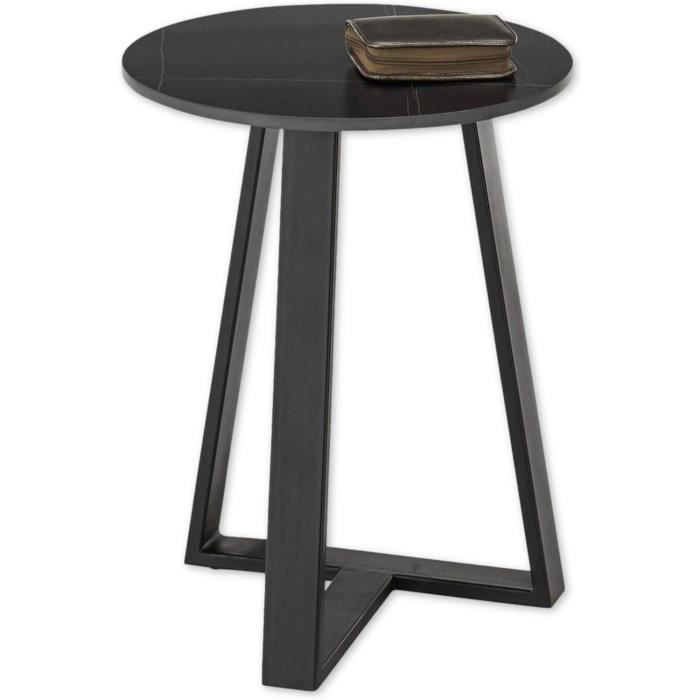jason basse ronde noire – table de salon moderne avec plateau en céramique et structure en métal, 40 x 50 x 40 cm[d986]