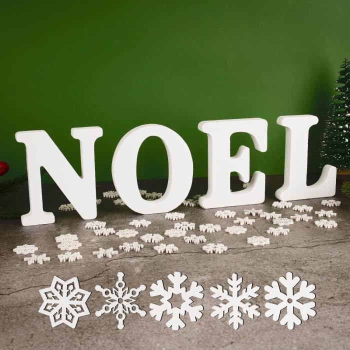 150 Pièces Flocons De Neige En Bois Noël - Ornements DIY 25mm Bleu Blanc Pour Décorations Hivernales