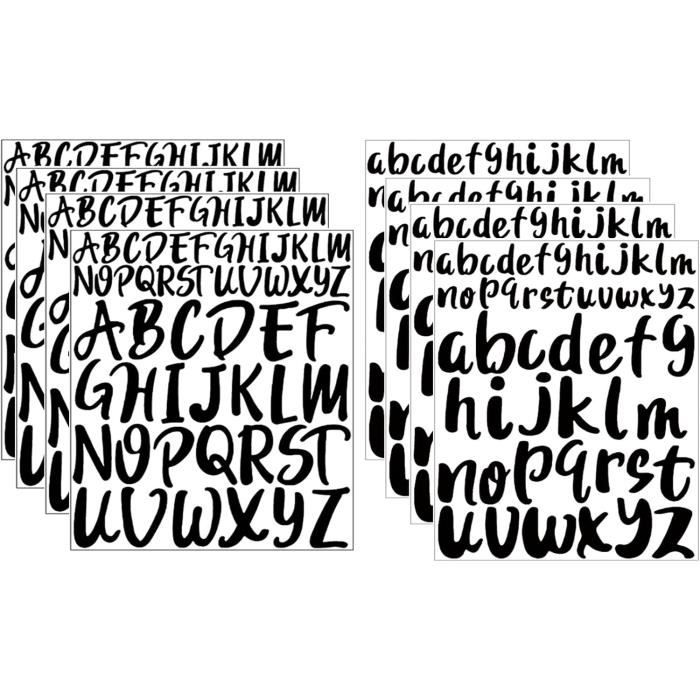8 Feuilles Lettres Adhésives, 2,5Cm 5Cm Lettres Autocollantes, Alphabet En Vinyle Stickers