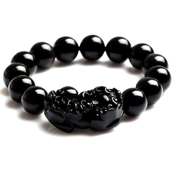 Bracelet Perles Obsidienne & Laiton - Fait Main En France, Taille Sur Mesure, élastique